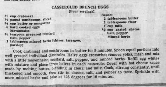 Recipe: Casseroled Brunch Eggs (1959) - 
