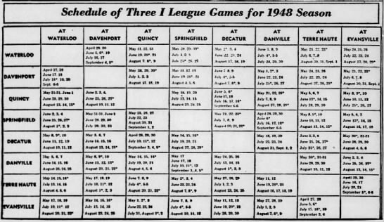 1948 Three-I League schedule - 