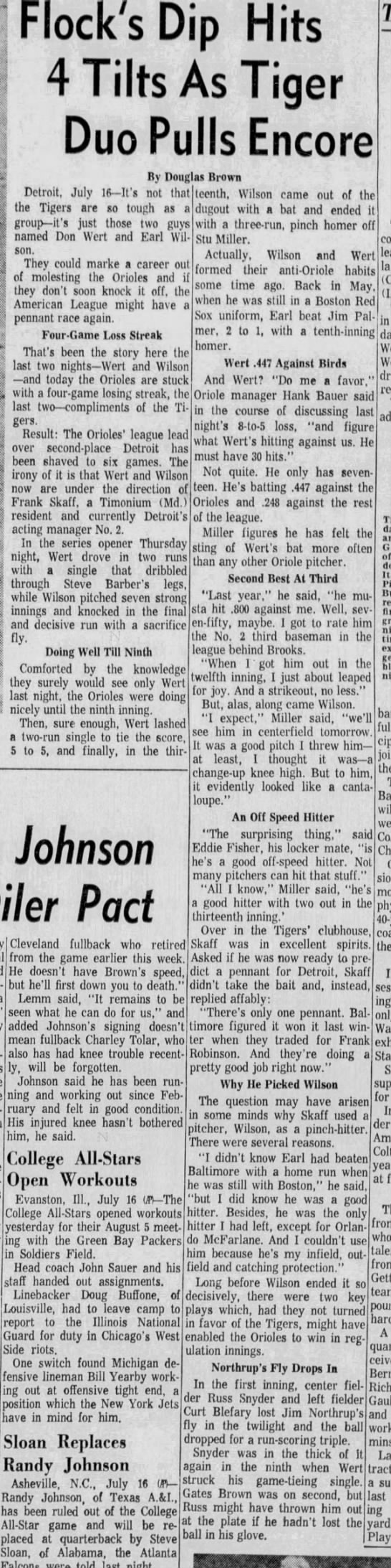 Sat 7/16/1966: Earl Wilson PH Walk-Off HR - 