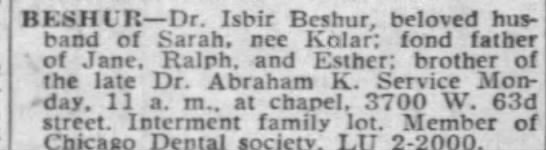 Obituary for Isbir Beshur - 