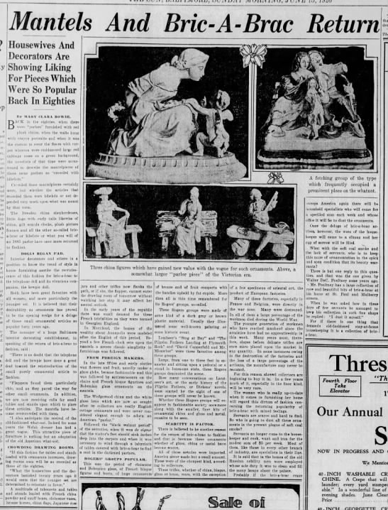 1926 article about bric-a-brac making a comeback - 