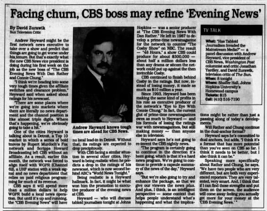 Facing churn, CBS boss may refine 'Evening News' - 