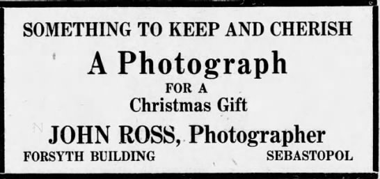 John Ross, Photographer -- Advertisement - 