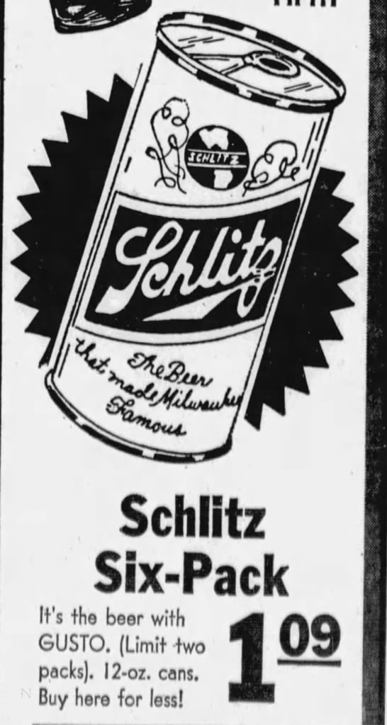"Gusto" in Schlitz ad (1971). - 
