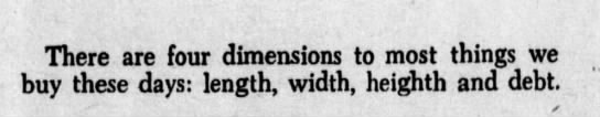 "Length, width, heighth and debt" (1972). - 