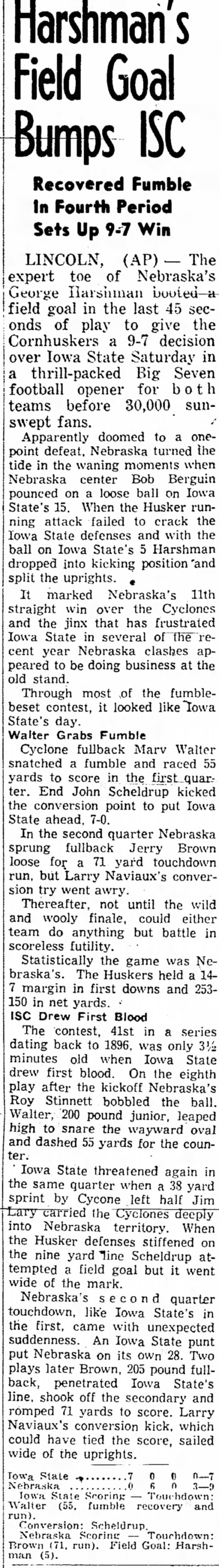 1956 Nebraska-Iowa State, AP - 