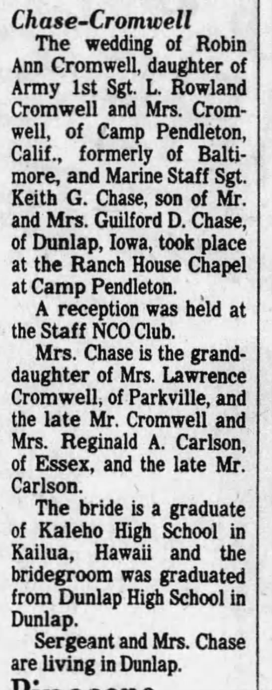 Cromwell-Chase Wedding