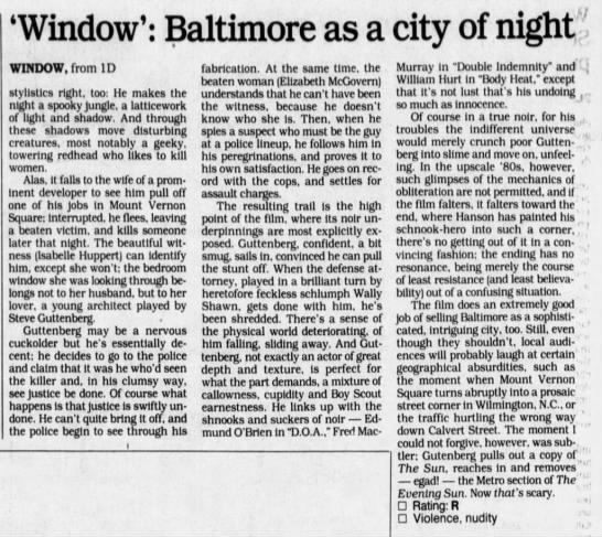 Baltimore Sun The Bedroom Window review p2* - 