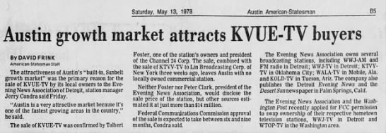 Austin growth market attracts KVUE-TV buyers - 