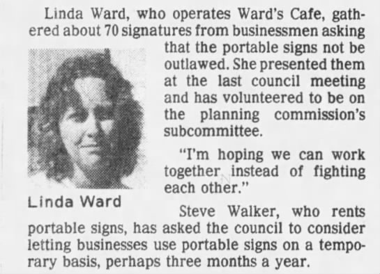 Sign loophole draws defense in Round Rock - Linda Ward - Ward's Cafe - 