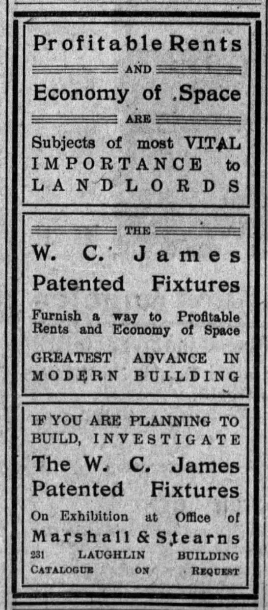 Marshall and Stearns -- LA. Selling W.C. James patented fixtures - 
