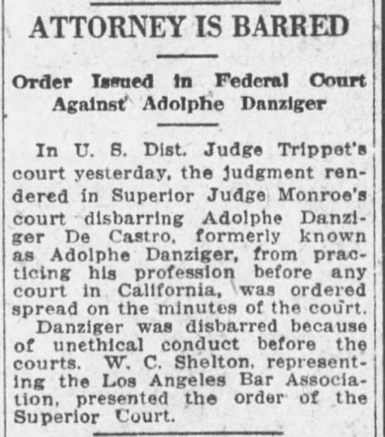"Attorney is Barred" (Adolphe de Castro) - 