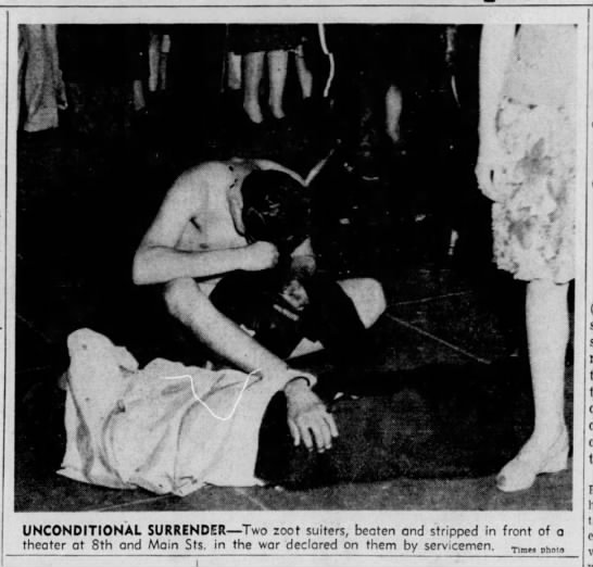 Photo of victims from the Zoot Suit Riots who were attacked by servicemen - 