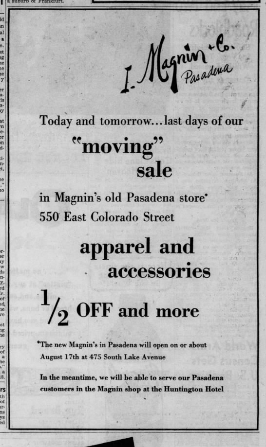 New Magnin Pasadena Aug 1949 - 