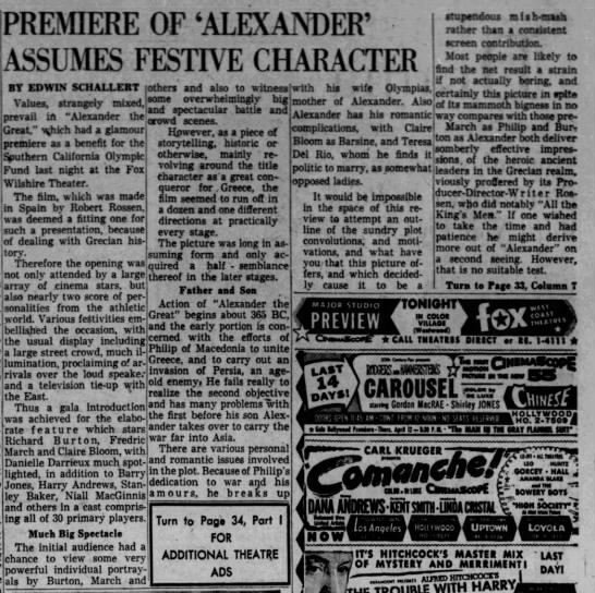 Edwin Schallert's review of 'Alexander the Great' - 