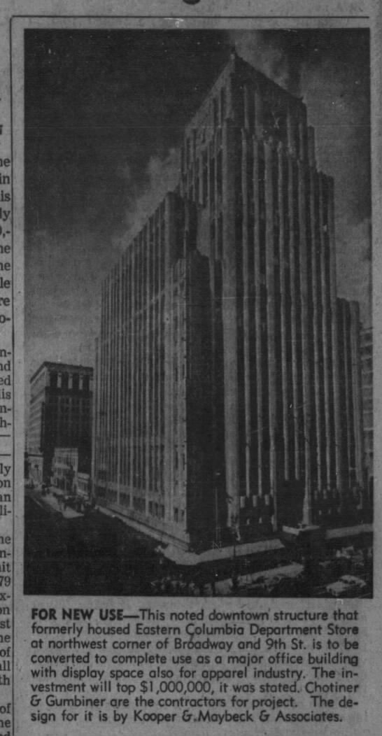 1957 Eastern Columbia bldg refitted as offices - 