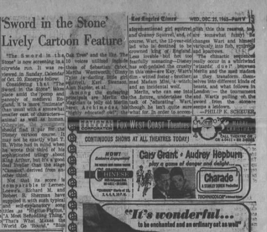 Philip K. Scheuer's review of "The Sword in the Stone" - 