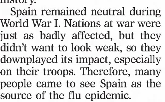 Spain not the source for the Spanish flu pandemic - 