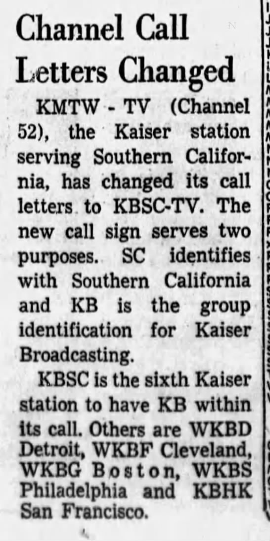 Channel Call Letters Changed - 