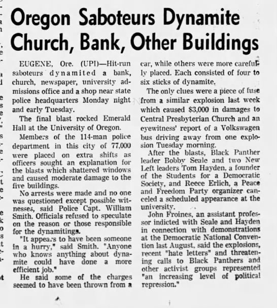 Eugene OR 1969 bombing - 