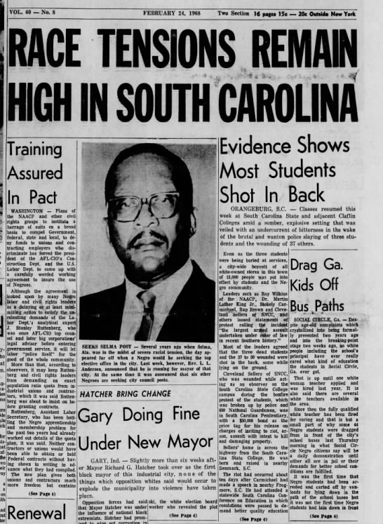 Evidence from Orangeburg Massacre shows most students shot in the back - 