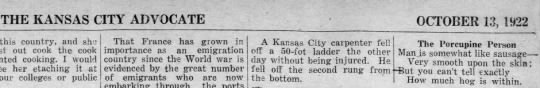 Fell off a 50-foot ladder...the second rung (1922). - 