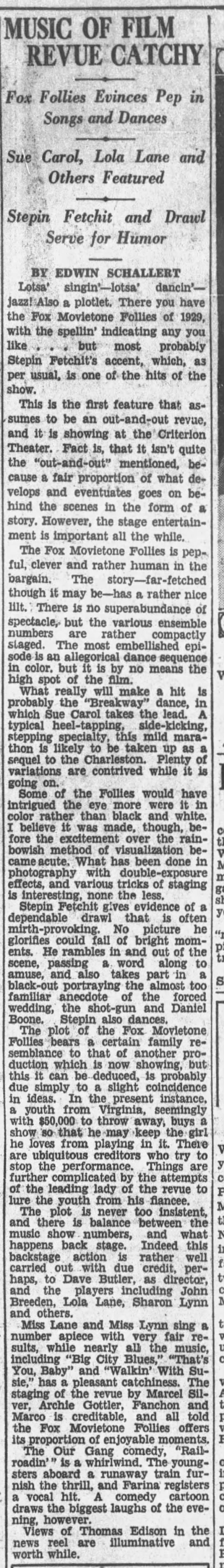 Fox Movietone Follies of 1929* - 