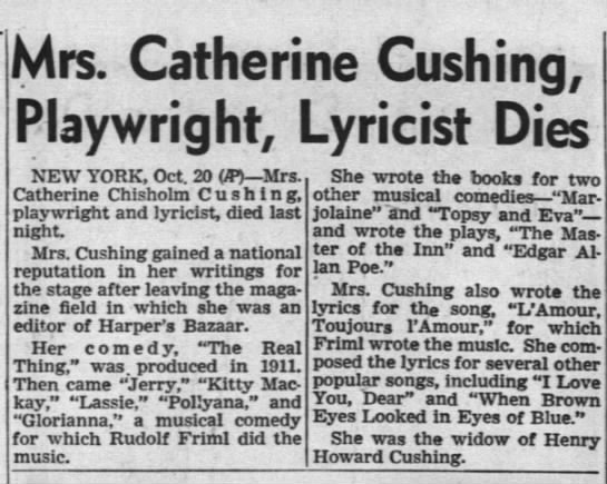 Catherine Chisholm Cushing 1952 - 