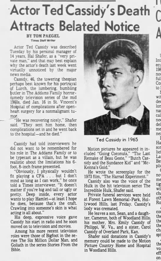 ted cassidy obit LAT 1979 - 