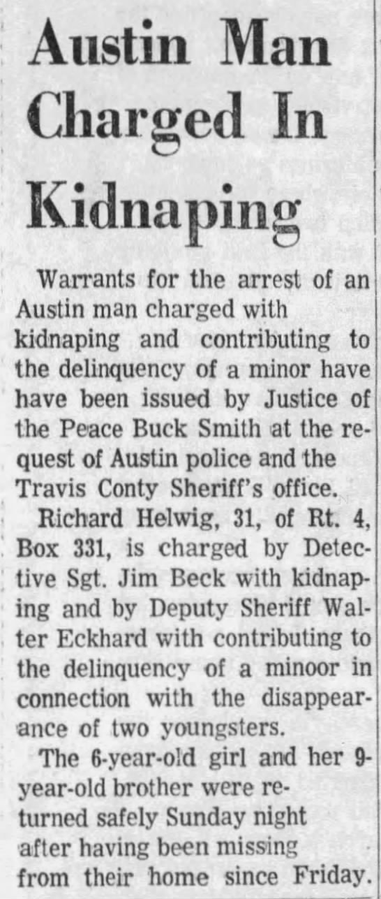 Richard Helwig kidnapping Austin TX - 