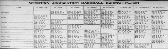 1907 Western Association schedule - 