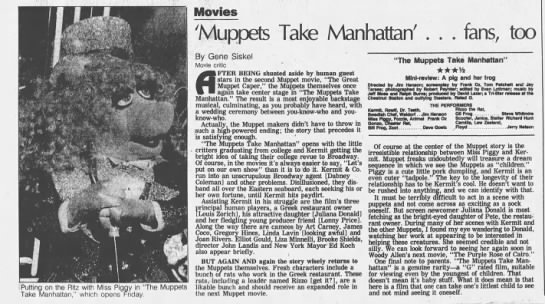 Gene Siskel's review of "The Muppets Take Manhattan" - 