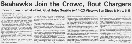 Chargers 17-40 Seahawks, 17 Nov 1981 - 