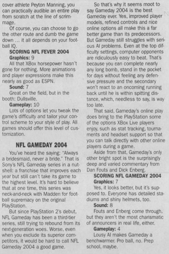 Gameday, 3 Oct 2003 - 