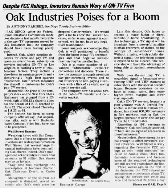 Oak Industries Poises for a Boom - 