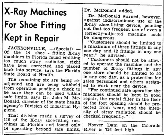 X-Ray machines for shoe fitting kept in repair (1951) - 