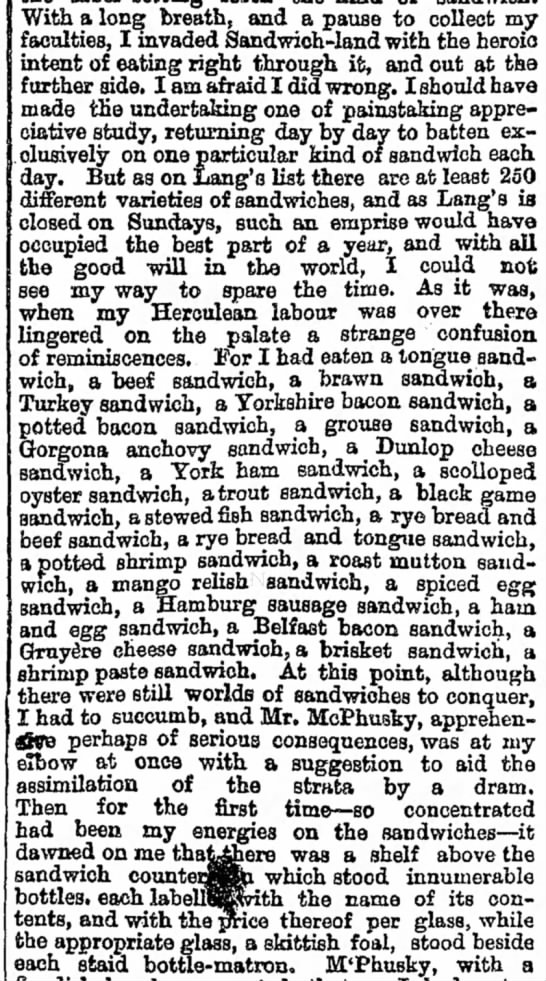 Beef sandwich, Hamburg Sausage sandwich & many others (1871). Hamburger? - 