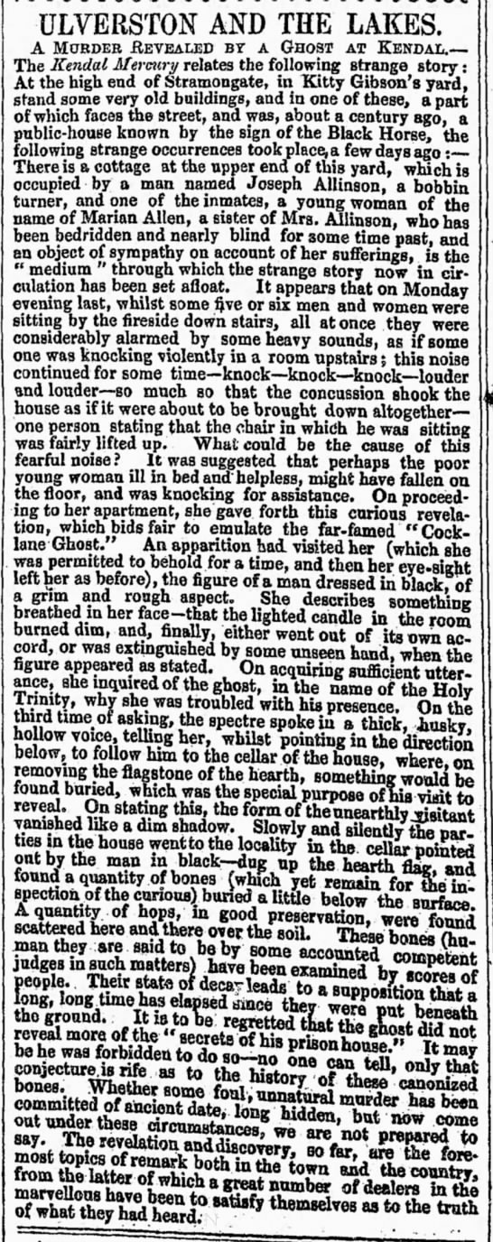 "A Murder Revealed by a Ghost at Kendal" (1861) - 