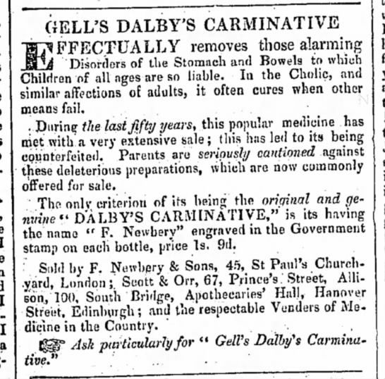 Dalby's Carminative ad (1835) - 