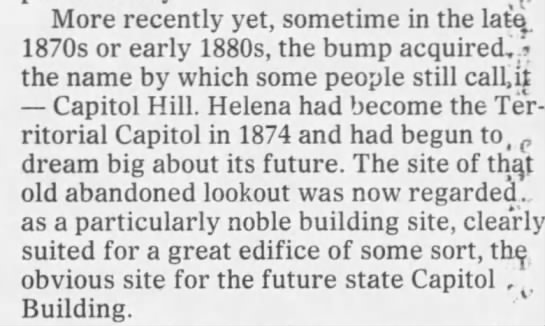 Helena becomes Territorial Capitol and later state Capitol. - 