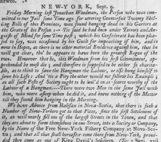 "New-Yorkers" (1751). - 