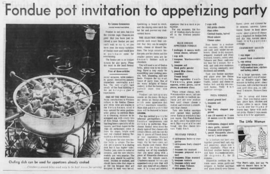 "Fondue pot invitation to appetizing party" (1971) - 