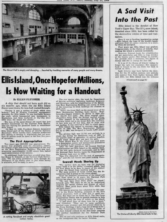 Ellis Island, Once Hope for Millions, Is Now Waiting for a Handout - 