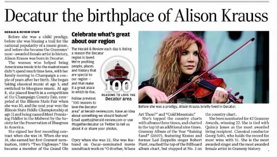 Decatur the birthplace of Alison Krauss - 