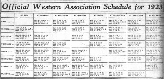 1923 Western Association schedule - 