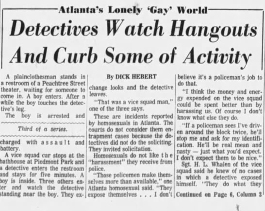 Article about Atlanta's "lonely 'gay' world" - 