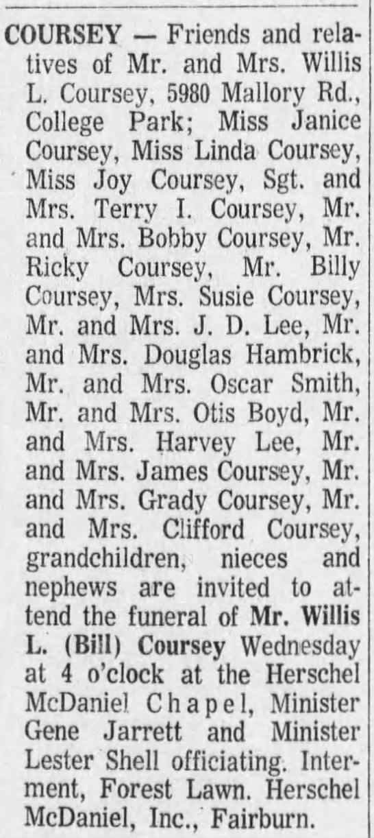 Obituary for COURSEY