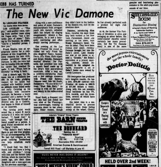 Profile of new Baha’is Vic Damone; Hazel Scott - 