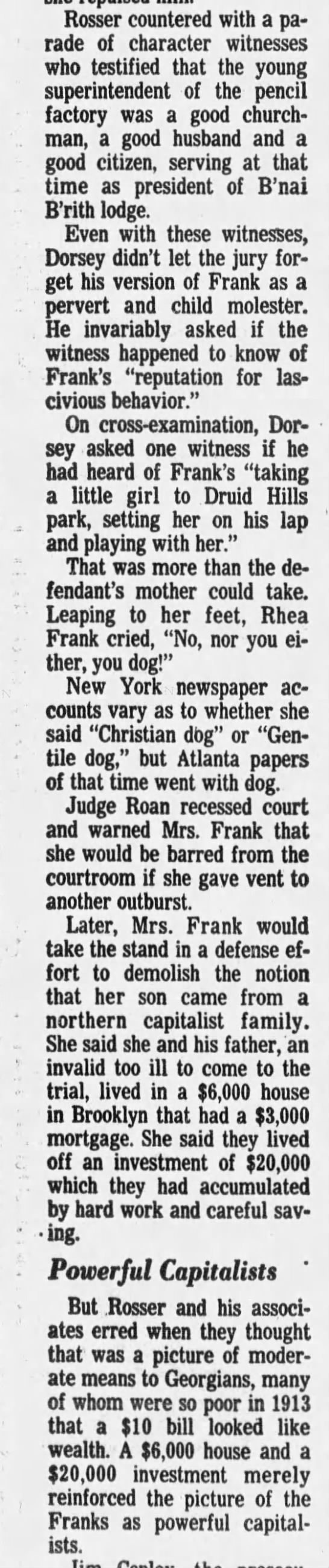 From a 1978 article on the Frank trial in the Atlanta *Constitution* - 