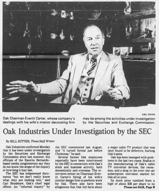 Oak Industries Under Investigation by the SEC - 